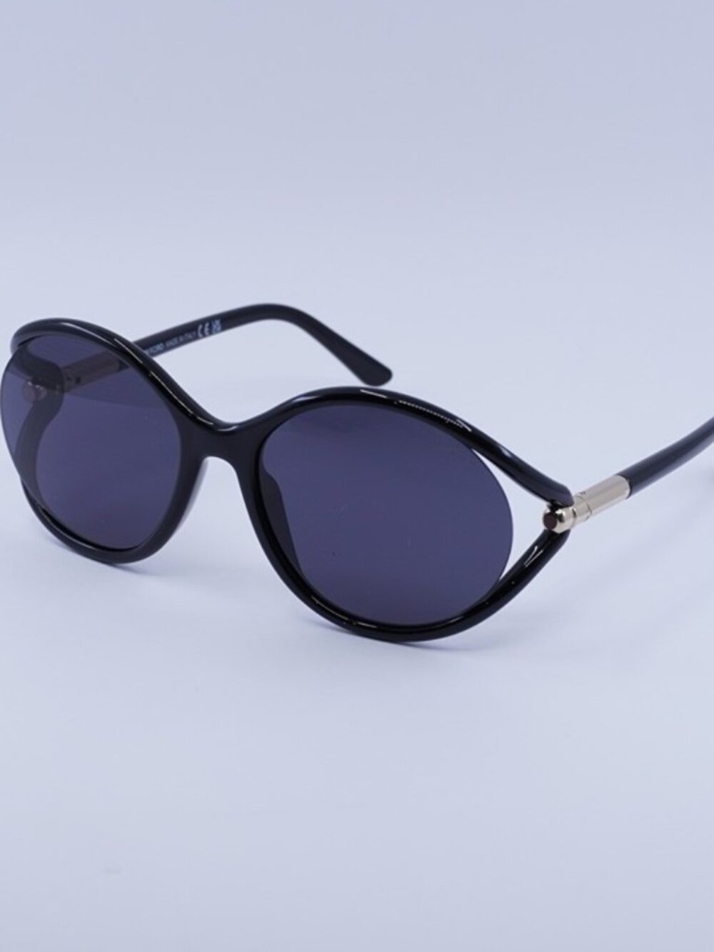 Tom Ford Melody FT1090 01A Sunglasses Shiny Black Geometric Frame, Smoke Lenses